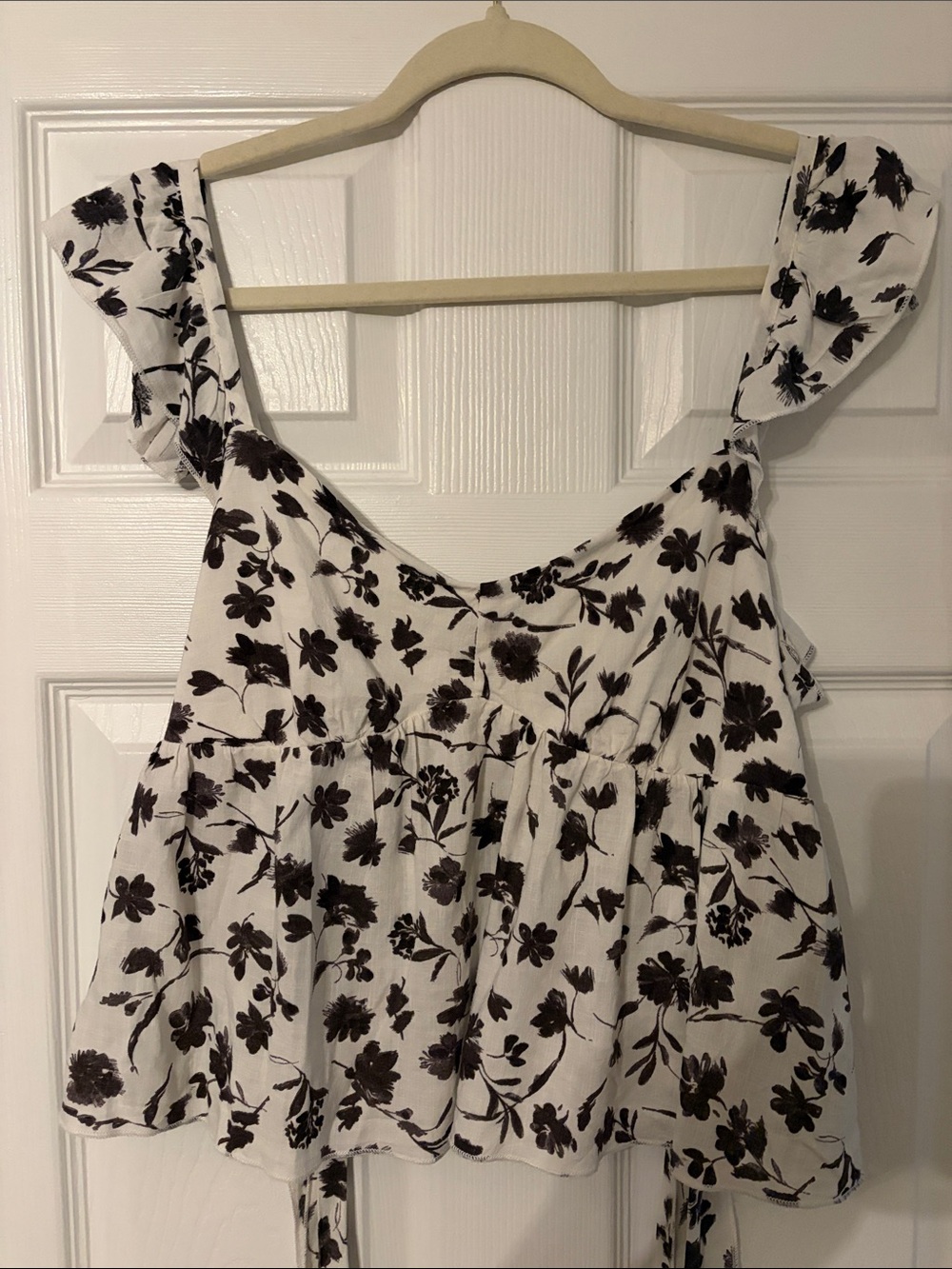 White Floral Peplum Tank Top